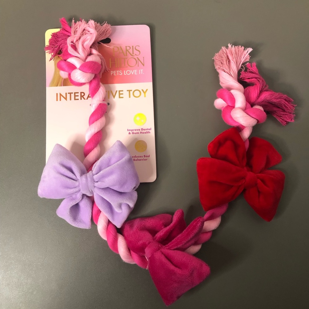 Paris Hilton Coquette Pink/Purple/Red Bow Dog Toy NWT